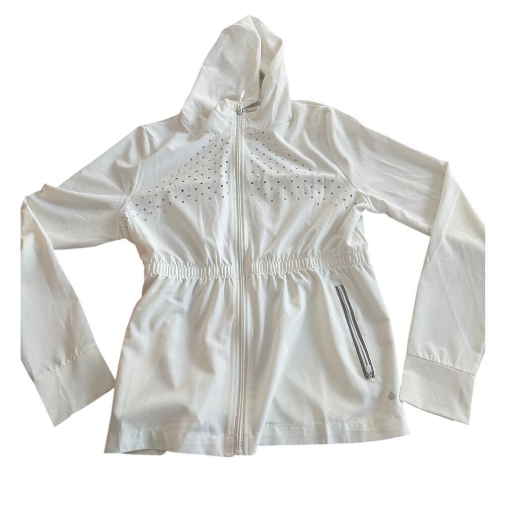 Calia by Carrie Underwood White Zip Up Sweatshirt Lightweight Cinched Jacket-M